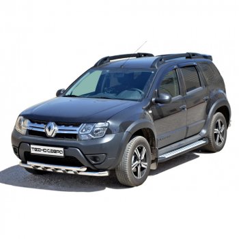 Пороги бумер алюминиевые с резинкой, Техно Сфера Renault Duster ( HS,  HM) (2010-2024) дорестайлинг, рестайлинг