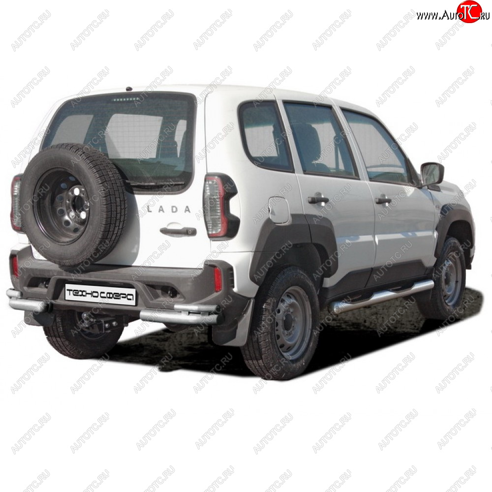 4 999 р. Защита заднего бампера d63.5 (уголки двойные люкс), Техно Сфера  Лада Нива Трэвел (2021-2025) (212300-80)  с доставкой в г. Майкоп