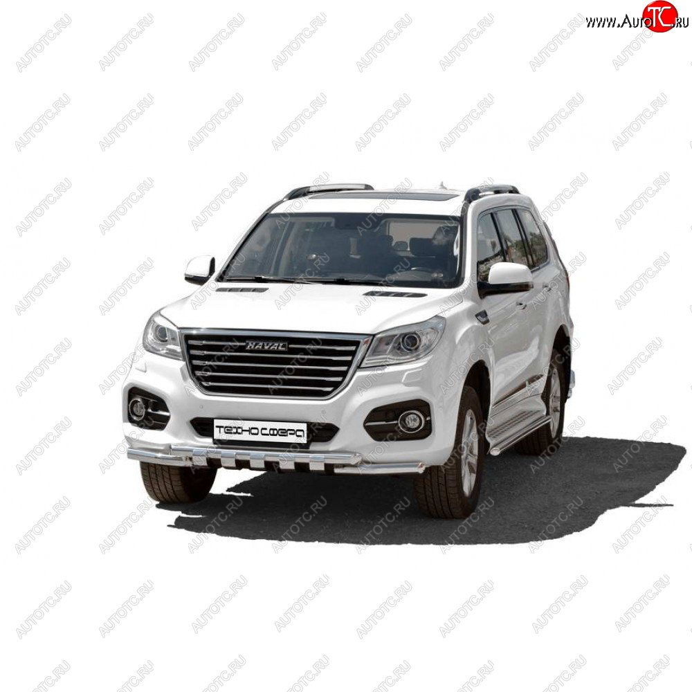 39 799 р. Защита переда нержавейка труба двойная люкс d63.5, Техно Сфера  Haval H9 (2015-2021) дорестайлинг, 1-ый рестайлинг, 2-ой рестайлинг (Нержавейка)  с доставкой в г. Майкоп