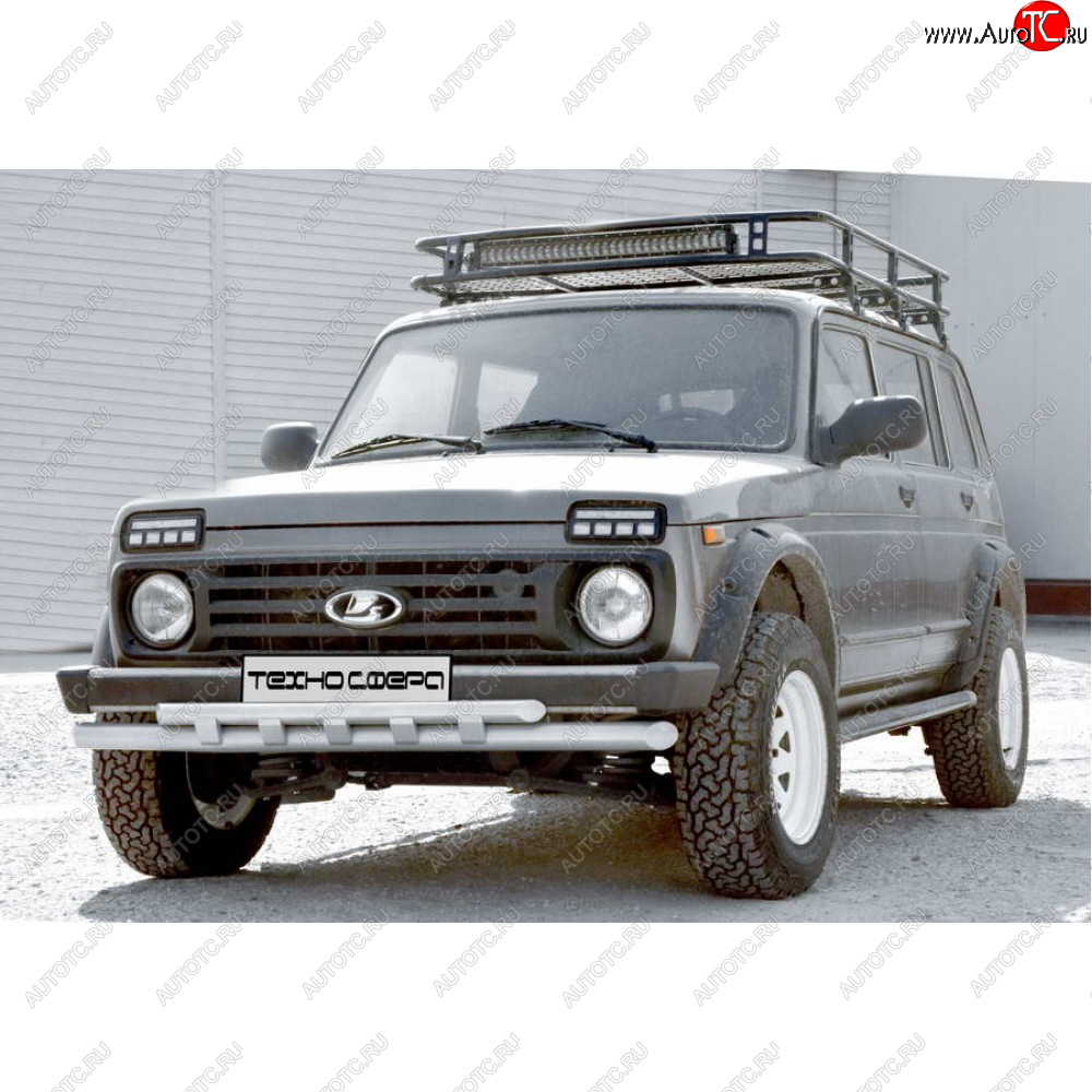 5 999 р. Защита переда труба двойная d63.5, Техно Сфера Лада нива 4х4 2131 5 дв. 1-ый рестайлинг (2019-2021)  с доставкой в г. Майкоп