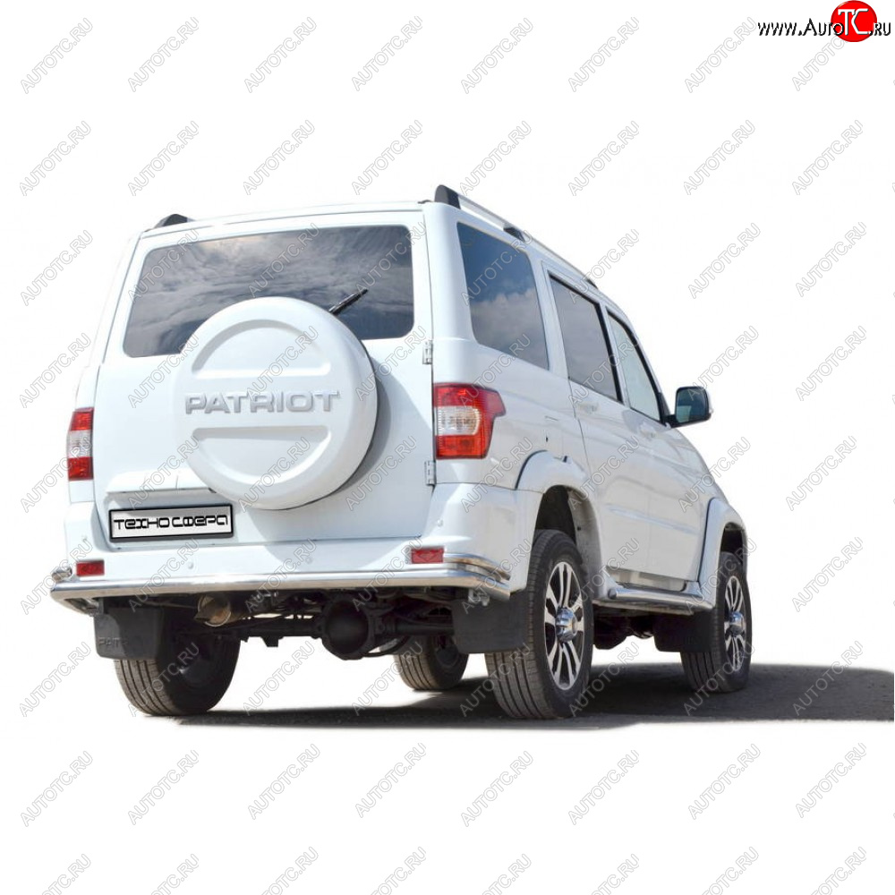 6 199 р. Защита заднего бампера d63.5 (труба с уголками), Техно Сфера Уаз Патриот 23632 2-ой рестайлинг пикап (2016-2025)  с доставкой в г. Майкоп