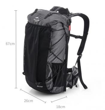 9 319 р. Рюкзак туристический Naturehike 60 л, черный  nh19bp095-b  с доставкой в г. Майкоп. Увеличить фотографию 2
