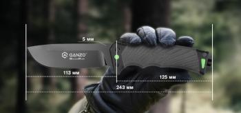 5 489 р. Нож туристический GANZO, длина 243 мм, сталь 8CR13, серый, с паракордом, в ножнах  g8012v2-gy  с доставкой в г. Майкоп. Увеличить фотографию 11