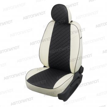 8 749 р. Чехлы сидений Ромб (экокожа) Автопилот  Chery Tiggo 7 - Tiggo 7 Pro Max  T1E (белый/черный)  с доставкой в г. Майкоп. Увеличить фотографию 2