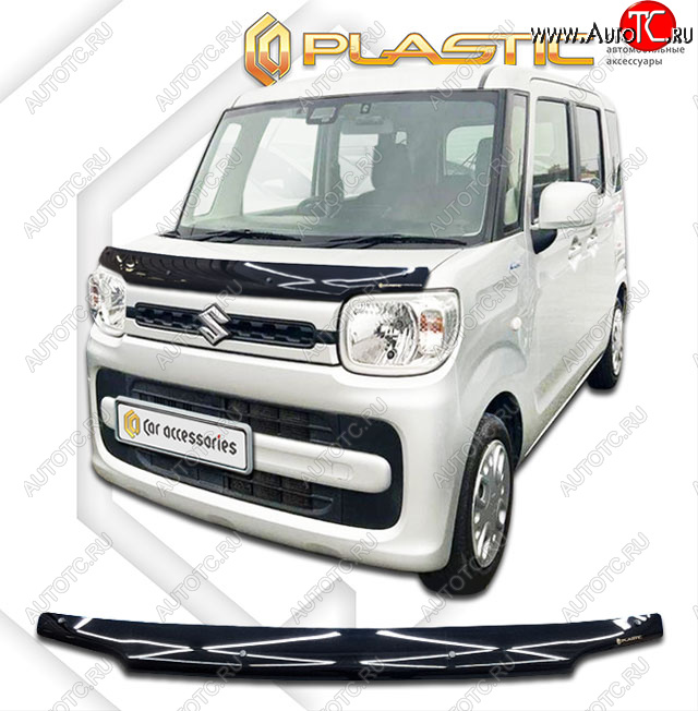 1 839 р. Дефлектор капота (Япония) CA-Plastic  Suzuki Spacia  MK53S,MK33V (2017-2025) (classic черный, без надписи)  с доставкой в г. Майкоп