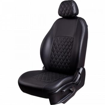 Комплект чехлов для сидений (к.Drive РЗС 60/40 3Г Илана+Орегон) ТУРИН ст РОМБ Lord Autofashion Mazda CX-5  KE (2011-2014) дорестайлинг (черный, вставка черная, строчка черная)