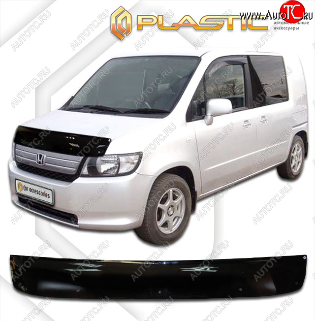 1 999 р. Дефлектор капота CA-Plastic Honda Spike (2006-2025) (Classic черный, с надписью)  с доставкой в г. Майкоп