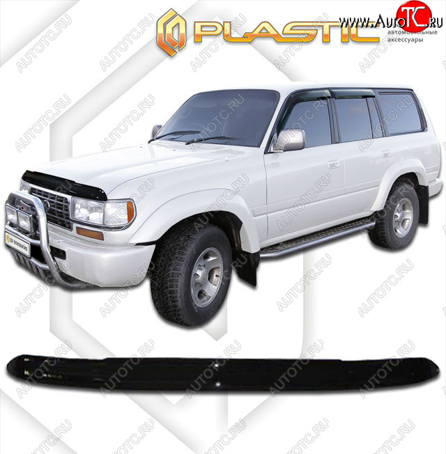 1 999 р. Дефлектор капота CA-Plastic Lexus LX450 J80 (1995-1997) (Classic черный, с надписью)  с доставкой в г. Майкоп