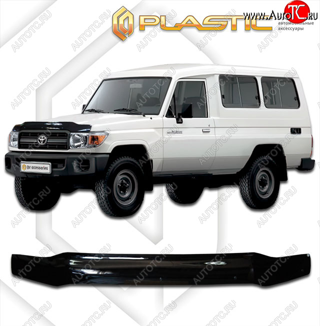 1 999 р. Дефлектор капота (78 кузов) CA-Plastic  Toyota Land Cruiser  70 (2007-2023) 3 дв. 3-ий рестайлинг (серия Сlassic черный, без надписи)  с доставкой в г. Майкоп