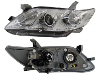 11 649 р. Фара левая (белый габарит, под электрокорректор, Евросвет) TYC Toyota Camry XV40 дорестайлинг (2006-2008)  с доставкой в г. Майкоп. Увеличить фотографию 2