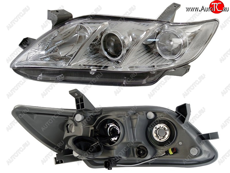 11 649 р. Фара левая (белый габарит, под электрокорректор, Евросвет) TYC Toyota Camry XV40 дорестайлинг (2006-2008)  с доставкой в г. Майкоп