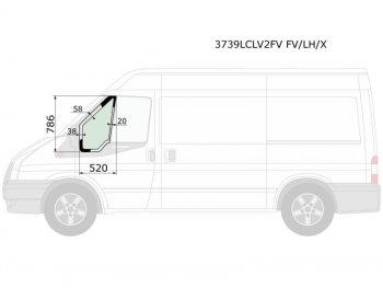 2 059 р. Стекло форточки (Цвет зеленый Без молдинга) Ford Transit 00-14 XYG 3739LCLV2FV FV/LH/X  с доставкой в г. Майкоп. Увеличить фотографию 1
