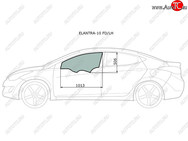 2 599 р. Стекло боковое опускное (Спереди Слева Цвет зеленый) Hyundai Elantra 10-16  Avante 10-15 XYG ELANTRA-10 FD/LH  с доставкой в г. Майкоп