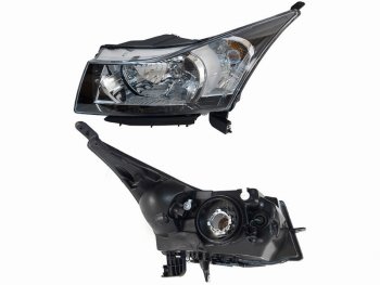 Фара левая (черная) SAT Chevrolet Cruze ( J300,  J305) (2009-2015) седан дорестайлинг, хэтчбек дорестайлинг, седан рестайлинг, хэтчбек рестайлинг