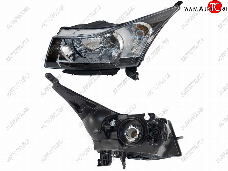 3 479 р. Фара левая (черная) SAT  Chevrolet Cruze ( J300,  J305) (2009-2015) седан дорестайлинг, хэтчбек дорестайлинг, седан рестайлинг, хэтчбек рестайлинг  с доставкой в г. Майкоп