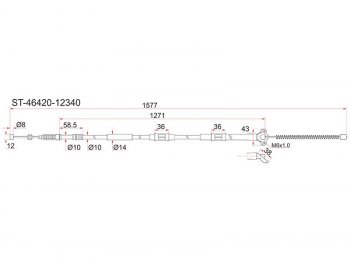 1 099 р. Трос ручника TY Corolla AEEE9# 2WD 87-91, -RH SAT ST-46420-12340  с доставкой в г. Майкоп. Увеличить фотографию 1