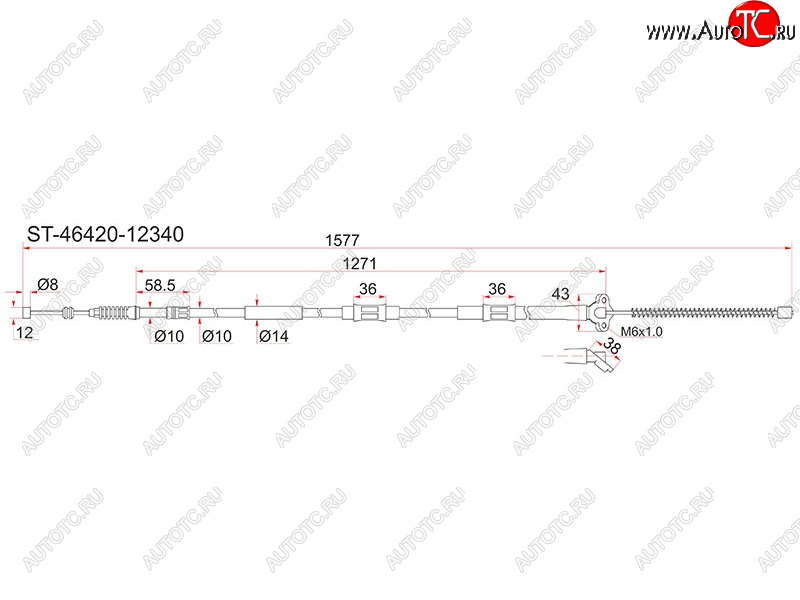 1 099 р. Трос ручника TY Corolla AEEE9# 2WD 87-91, -RH SAT ST-46420-12340  с доставкой в г. Майкоп