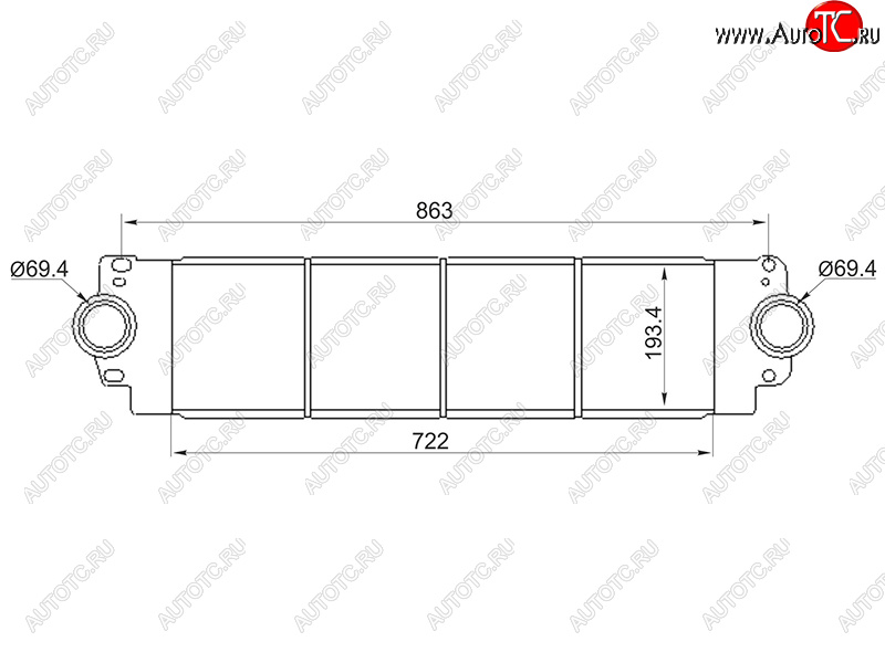 9 999 р. Интеркулер VW TRANSPORTER T5MULTIVAN 03- SAT ST-7H0145804A  с доставкой в г. Майкоп