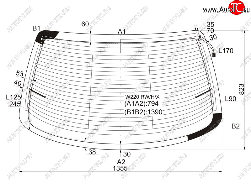 13 899 р. Стекло заднее (Цвет зеленый Обогрев Антенна) Mercedes-Benz S-Class 98-05 XYG W220 RW/H/X  с доставкой в г. Майкоп