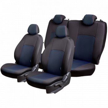 4 949 р. Комплект чехлов для сидений, (РЗС 40/60, 3Г жаккард) Дублин Lord Autofashion  Chevrolet Aveo  T300 (2011-2015) хэтчбек (черный, вставка Ёж Синяя, строчка черная)  с доставкой в г. Майкоп. Увеличить фотографию 4