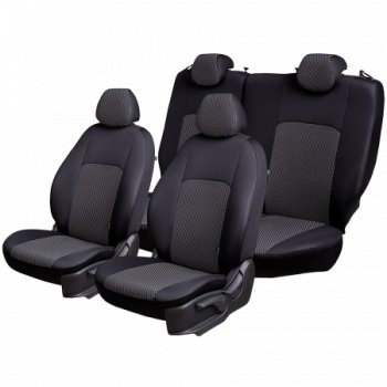 4 949 р. Комплект чехлов для сидений, (РЗС 40/60, 3Г жаккард) Дублин Lord Autofashion  Chevrolet Aveo  T300 (2011-2015) седан, хэтчбек (черный, вставка Прямоугольник черная, строчка черная)  с доставкой в г. Майкоп. Увеличить фотографию 4