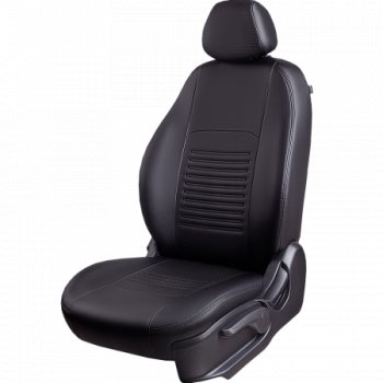 Комплект чехлов для сидений (РЗС 40/60, 3Г Илана+Орегон) ТУРИН Lord Autofashion Chevrolet Aveo  T300 (2011-2015) седан, хэтчбек (черный, вставка черная, строчка черная)