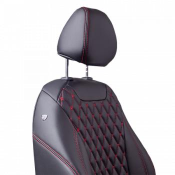 12 749 р. Комплект чехлов для сидений (РЗС 60/40 3Г Орегон) БАЙРОН Lord Autofashion CITROEN C4 B7 хэтчбэк 5 дв. (2011-2018) (черный, вставка черная, строчка красная)  с доставкой в г. Майкоп. Увеличить фотографию 4