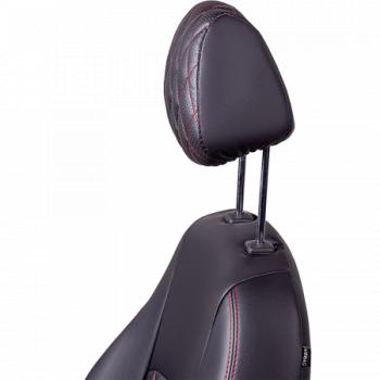 6 599 р. Комплект чехлов для сидений (ЦЗС Илана+Орегон) ТУРИН ст РОМБ Lord Autofashion  Daewoo Matiz  M150 (2000-2016) рестайлинг (черный, вставка черная+красная, строчка красная)  с доставкой в г. Майкоп. Увеличить фотографию 3