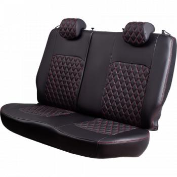6 599 р. Комплект чехлов для сидений (ЦЗС Илана+Орегон) ТУРИН ст РОМБ Lord Autofashion  Daewoo Matiz  M150 (2000-2016) рестайлинг (черный, вставка черная+красная, строчка красная)  с доставкой в г. Майкоп. Увеличить фотографию 6