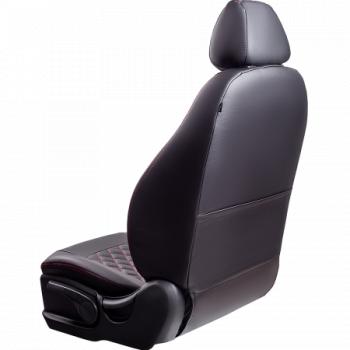6 599 р. Комплект чехлов для сидений (ЦЗС Илана+Орегон) ТУРИН ст РОМБ Lord Autofashion  Daewoo Matiz  M150 (2000-2016) рестайлинг (черный, вставка черная+красная, строчка красная)  с доставкой в г. Майкоп. Увеличить фотографию 2