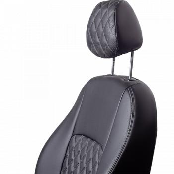 6 599 р. Комплект чехлов для сидений (ЦЗС Илана+Орегон) ТУРИН ст РОМБ Lord Autofashion  Daewoo Nexia  дорестайлинг (1995-2008) (черный, вставка черная+серая, строчка серая)  с доставкой в г. Майкоп. Увеличить фотографию 3
