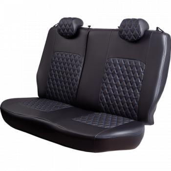 6 599 р. Комплект чехлов для сидений (ЦЗС Илана+Орегон) ТУРИН ст РОМБ Lord Autofashion  Daewoo Nexia  дорестайлинг (1995-2008) (черный, вставка черная+синяя, строчка синяя)  с доставкой в г. Майкоп. Увеличить фотографию 4
