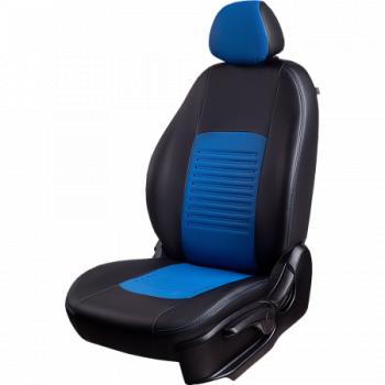 Комплект чехлов для сидений ( РЗСиС 60/40 3Г Илана+Орегон) ТУРИН СТ Lord Autofashion Datsun on-DO (2014-2021) седан дорестайлинг, седан рестайлинг (черный, вставка синяя, строчка синяя)