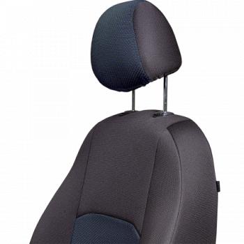 4 949 р. Комплект чехлов для сидений (ЦЗС 3Г Жаккард) Дублин Lord Autofashion  Datsun on-DO (2014-2021) седан дорестайлинг, седан рестайлинг (черный, вставка Ёж синяя)  с доставкой в г. Майкоп. Увеличить фотографию 6