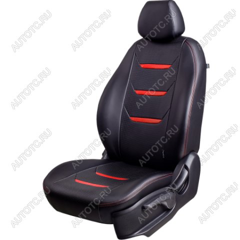 16 799 р. Комплект чехлов для сидений (ЦЗС 3Г Орегон) ТУРИН-2 Lord Autofashion  Datsun on-DO (2014-2021) седан дорестайлинг, седан рестайлинг (черный, вставка черная+красная, строчка красная)  с доставкой в г. Майкоп