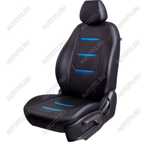 16 799 р. Комплект чехлов для сидений (ЦЗС 3Г Орегон) ТУРИН-2 Lord Autofashion  Datsun on-DO (2014-2021) седан дорестайлинг, седан рестайлинг (черный, вставка черная+синяя, строчка синяя)  с доставкой в г. Майкоп