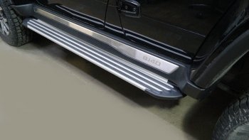 Пороги алюминиевые Slim Line BAIC BJ40 (2022-2025) (серебро)