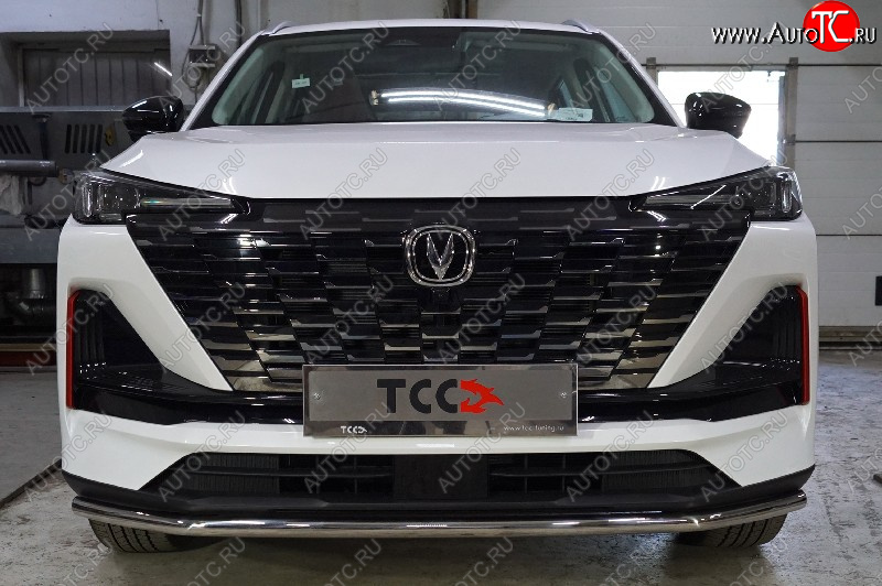 16 649 р. Защита переднего бампера нижняя d42,4 мм ТСС Тюнинг  Changan CS55 Plus (2021-2025) (нержавейка)  с доставкой в г. Майкоп