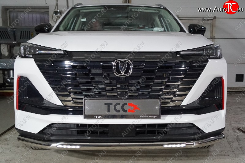 38 299 р. Защита переднего бампера нижняя с ДХО 60,3 мм ТСС Тюнинг  Changan CS55 Plus (2021-2025) (нержавейка)  с доставкой в г. Майкоп