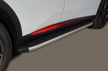 Пороги алюминиевые с пластиковой накладкой ТСС Тюнинг Changan CS55 Plus (2021-2025) (серые)