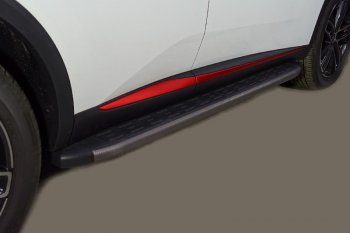 Пороги алюминиевые с пластиковой накладкой ТСС Тюнинг Changan CS55 Plus (2021-2025) (карбон серые)
