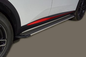 Пороги алюминиевые Slim Line ТСС Тюнинг Changan CS55 Plus (2021-2025) (Silver)