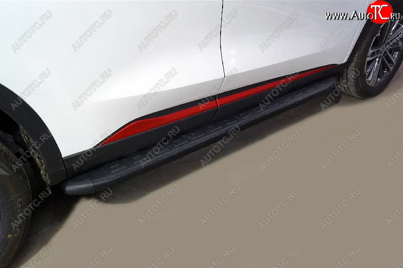 21 999 р. Пороги алюминиевые с пластиковой накладкой, ТСС Тюнинг  Changan CS75 (2018-2022) 1-ый рестайлинг (карбон черные)  с доставкой в г. Майкоп