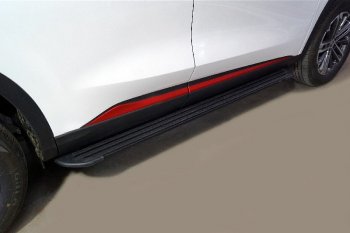 Пороги алюминиевые Slim Line ТСС Тюнинг Changan CS75 (2018-2022) 1-ый рестайлинг (Black)