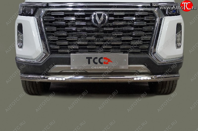 45 799 р. Защита переднего бампера нижняя с ДХО 76,1 мм ТСС Тюнинг  Changan Hunter Plus (2022-2025) пикап (нержавейка)  с доставкой в г. Майкоп