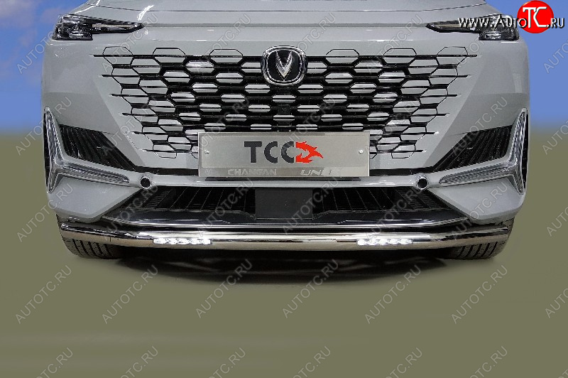 30 549 р. Защита переднего бампера нижняя с ДХО 60,3 мм ТСС Тюнинг  Changan UNI-K (2020-2025) (нержавейка)  с доставкой в г. Майкоп