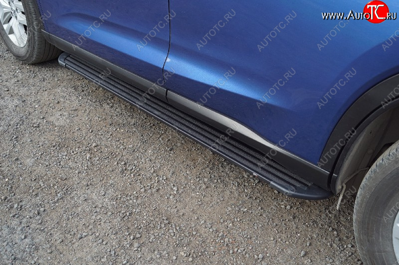 21 999 р. Пороги алюминиевые Slim Line ТСС Тюнинг  Renault Sandero Stepway  (B8) (2014-2018) дорестайлинг (Black)  с доставкой в г. Майкоп