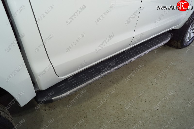 22 999 р. Пороги алюминиевые с пластиковой накладкой ТСС Тюнинг  JAC T6 (2018-2024) пикап (карбон серые)  с доставкой в г. Майкоп