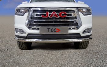 Защита переднего бампера нижняя с ДХО 76,1 мм ТСС Тюнинг JAC T6 пикап (2018-2024) (нержавейка)