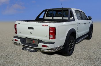 Защита заднего бампера (уголки двойные) d 6,1*42,4 мм ТСС Тюнинг JAC T8 PRO (2020-2025) (нержавейка)